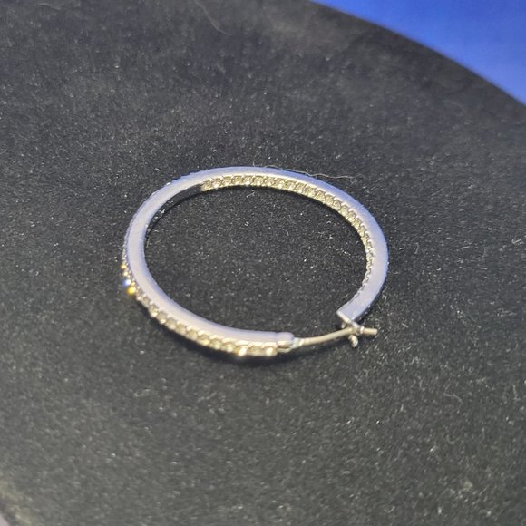 Givenchy Hoop Earrings Rhodium and Pave Crystals - Picture 4 of 6